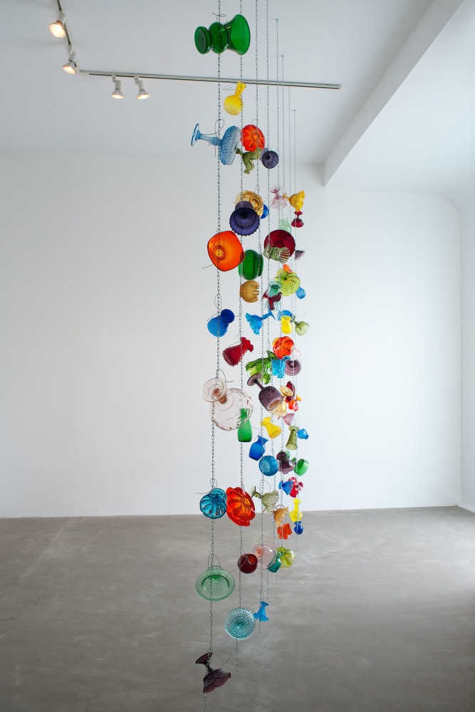 Tony Feher GMP, 2012 Glass galvanized steel wire and chrome-plated steel chain Dimensions vary with installation Approximately 144 x 144 x 12 inches (365.8 x 365.8 x 30.5 cm)