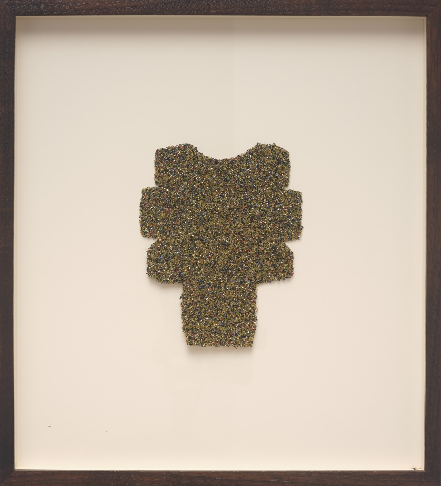 Tony Feher Golden Joy, 2012 Glitter and spray adhesive on unfolded box 6 1/2 x 5 1/4 inches 16.5 x 13.3 cm