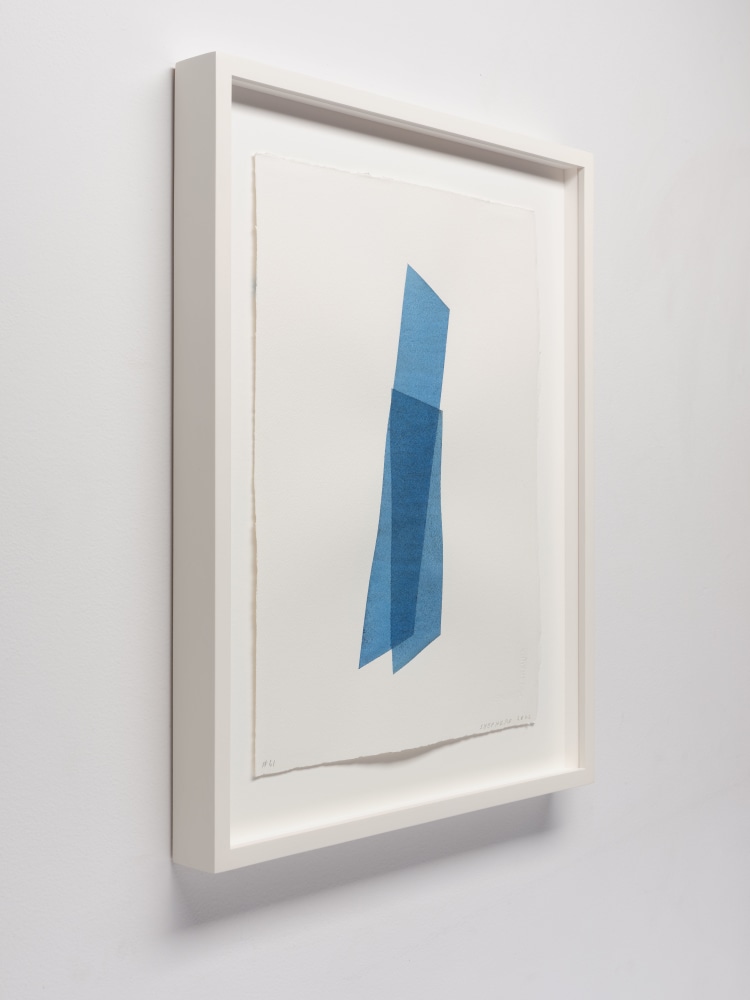 Kate Shepherd Blue, Leaning Planks, #61, 2022 Watercolor on Arches paper Framed Dimensions: 18 7/8 x 15 1/8 x 1 1/2 inches 47.9 x 38.4 x 3.8 cm