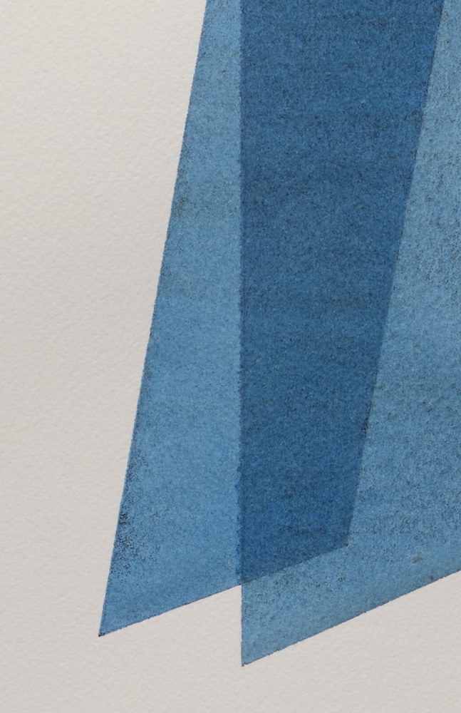 Kate Shepherd Blue, Leaning Planks, #61, 2022 Watercolor on Arches paper Framed Dimensions: 18 7/8 x 15 1/8 x 1 1/2 inches 47.9 x 38.4 x 3.8 cm