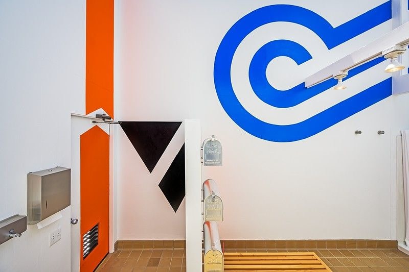 Barbara Stauffacher Solomon Supergraphics at Moonraker Recreational Center, Sea Ranch, 1965