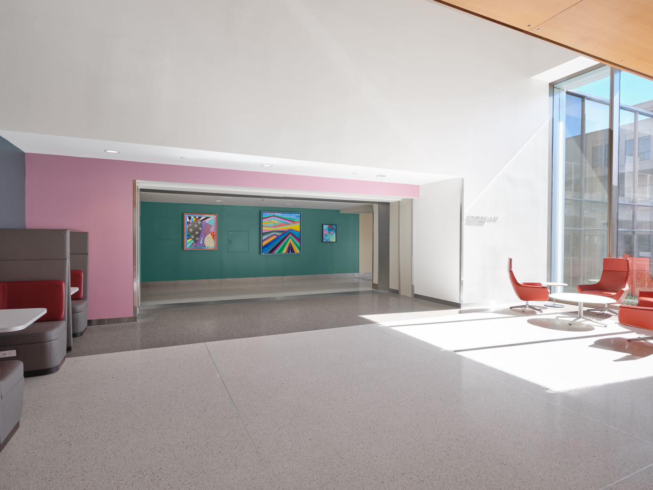 Sarah Cain It's like seeing a rainbow in the forest, 2023 Permanent commission at Stanford Health Care Center, Palo Alto, CA