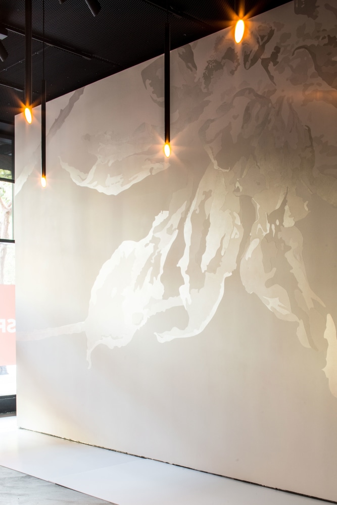 Rosana Castrillo Díaz Break this Heart, 2016 157 inches x 281 inches Site-specific installation at SFMOMA, San Francisco, CA