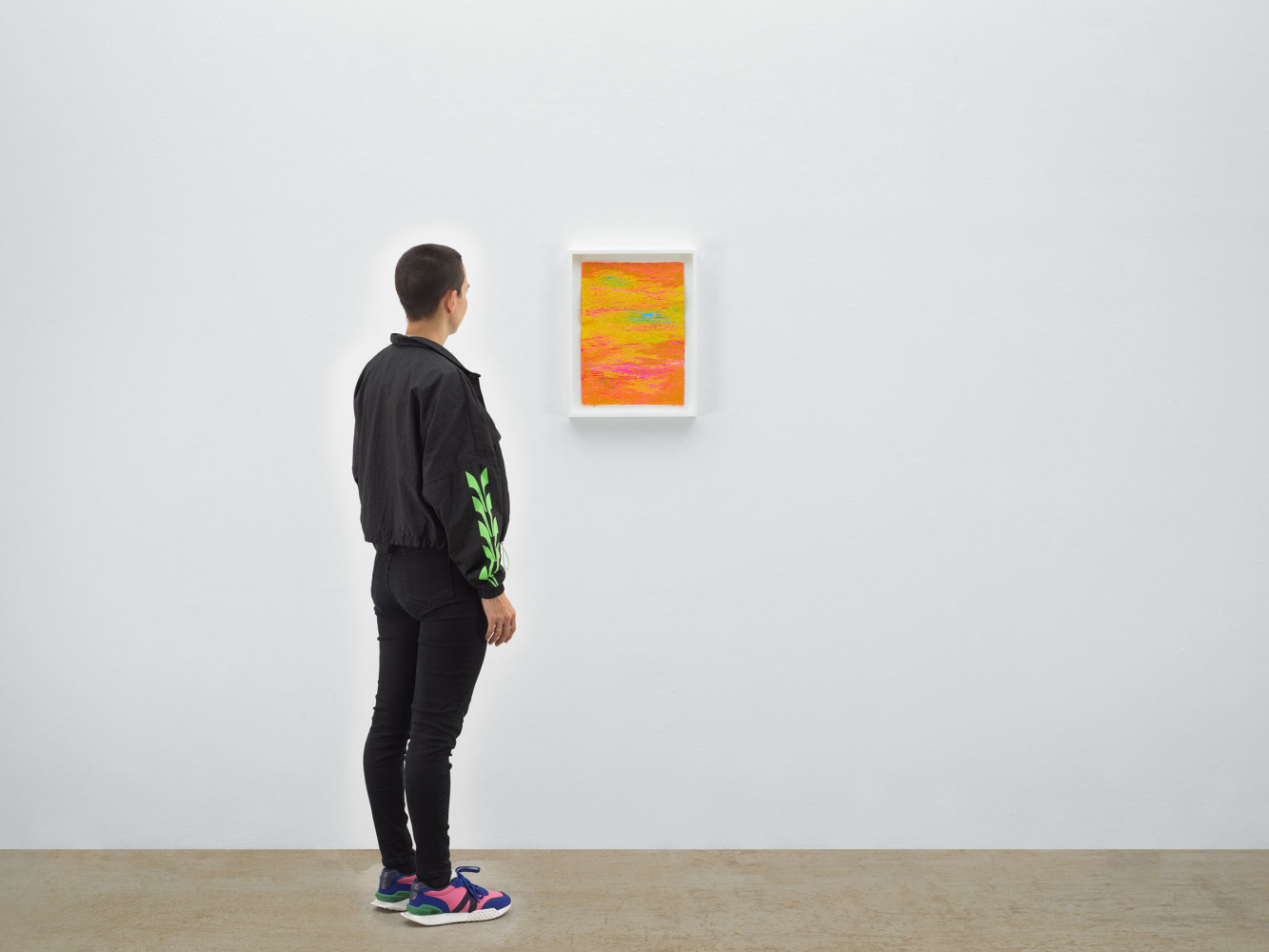 Jessie Henson Untitled, 2023 Polyester thread and acrylic gouache on paper Framed Dimensions: 17 5/8 x 13 3/8 x 1 5/8 inches 44.8 x 34 x 4.1 cm Paper Dimensions: 15 1/4 x 11 inches 38.7 x 27.9 cm