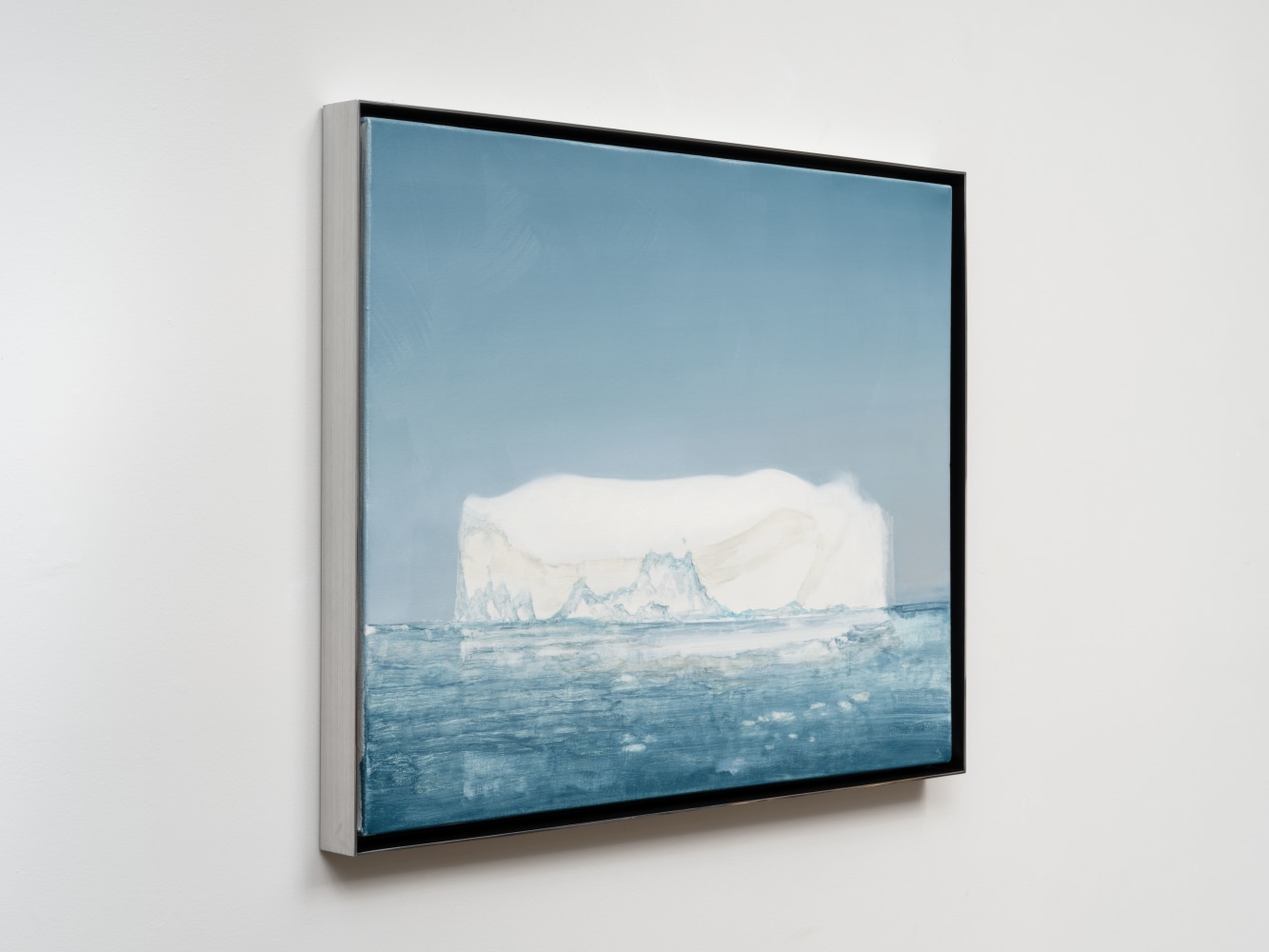 Rob Reynolds &quot;Iceberg (Jakobshavn Isbrae 69.1667° N, 49.9167° W Greenland, 21 July, 2019, 5:00 AM)&quot;, 2021, Oil, alkyd and acrylic polymer paint on canvas in welded aluminum artist's frame, Framed Dimensions: 24 x 30 inches