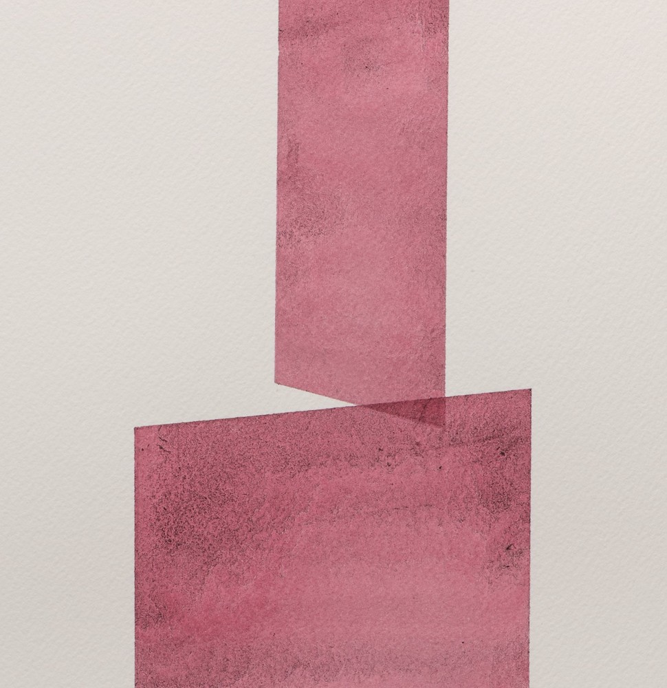 Kate Shepherd Claret, Stacked Planes, #50, 2022 Watercolor on Arches paper Framed Dimensions: 18 7/8 x 15 1/8 x 1 1/2 inches 47.9 x 38.4 x 3.8 cm