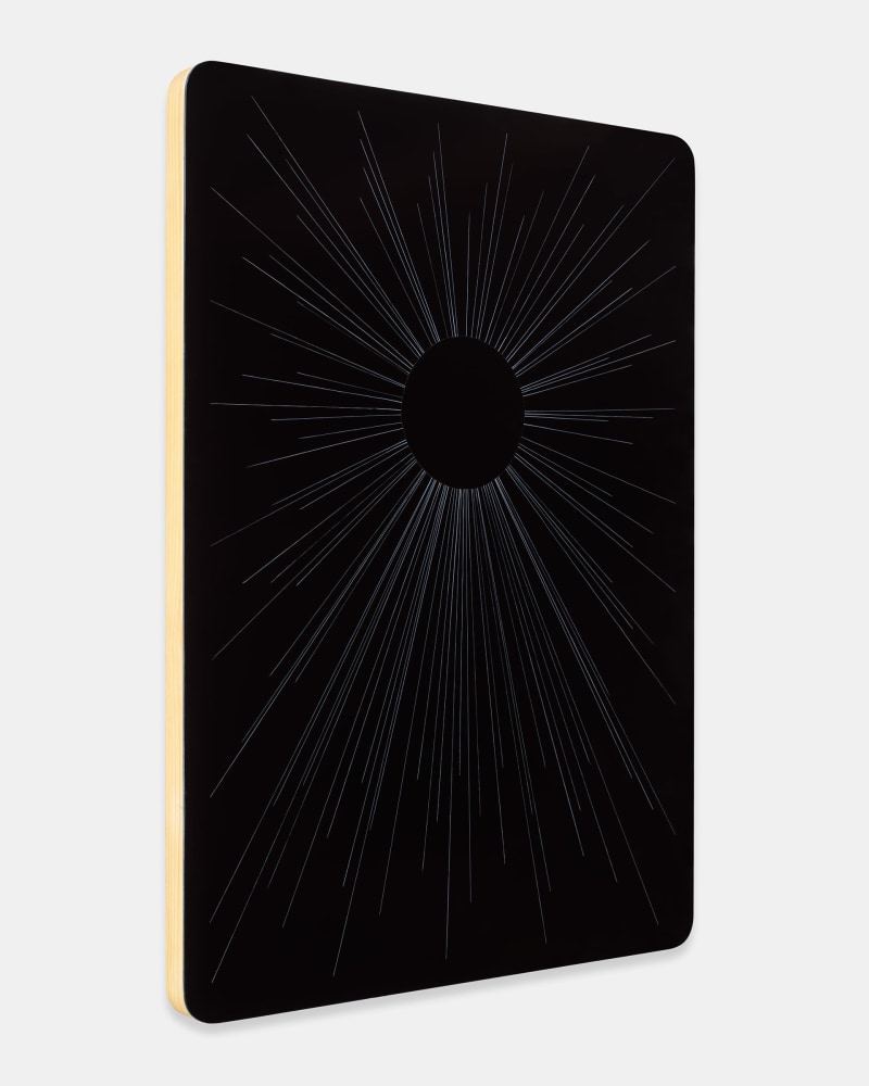 Kate Shepherd Bubble Card, deep black , 2022 Oil and enamel on durabond panel 35 x 25 1/2 x 1 1/2 inches 88.9 x 64.8 x 3.8 cm