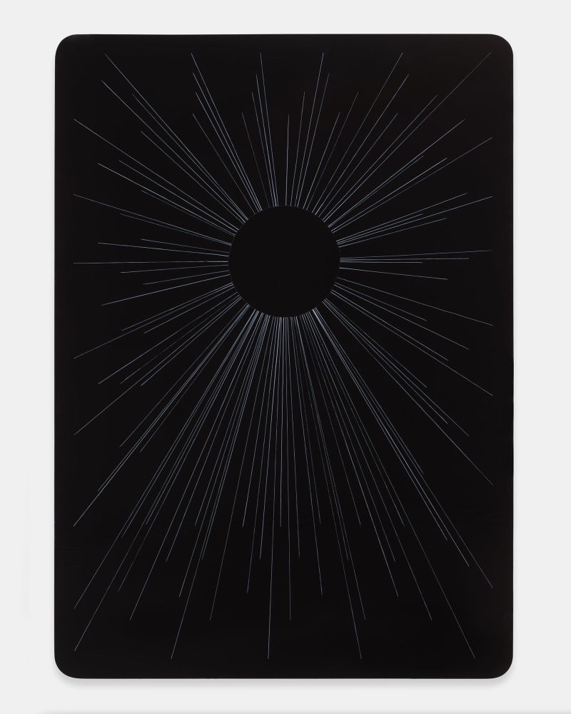 Kate Shepherd Bubble Card, deep black , 2022 Oil and enamel on durabond panel 35 x 25 1/2 x 1 1/2 inches 88.9 x 64.8 x 3.8 cm