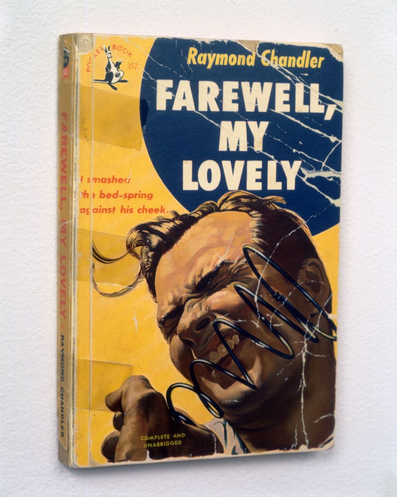 Steve Wolfe
Untitled (Farewell, My Lovely), 1996
Oil, screenprint, modeling paste, paper, and wood
6 3/8 x 4 1/8 x 1/2 inches
(16.19 x 10.16 x 1.27 cm)