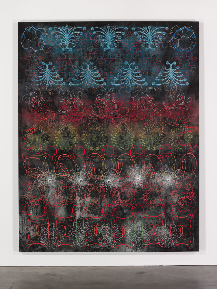 Philip Taaffe
Choir, 2014-2015
Mixed media on canvas
141 1/4 x 110 3/4 inches
(358.8 x 281.3 cm)