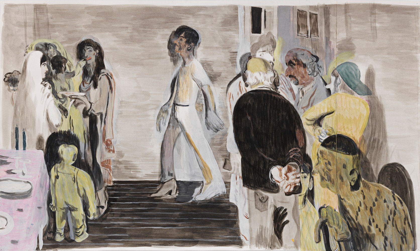 Salman Toor
Among the Believers, 2024
Charcoal, ink, and gouache on paper
17 7/8 x 29 7/8 inches
(45.4 x 75.9 cm)
Framed: 20 7/8 x 32 7/8 inches
(53 x 83.5 cm)