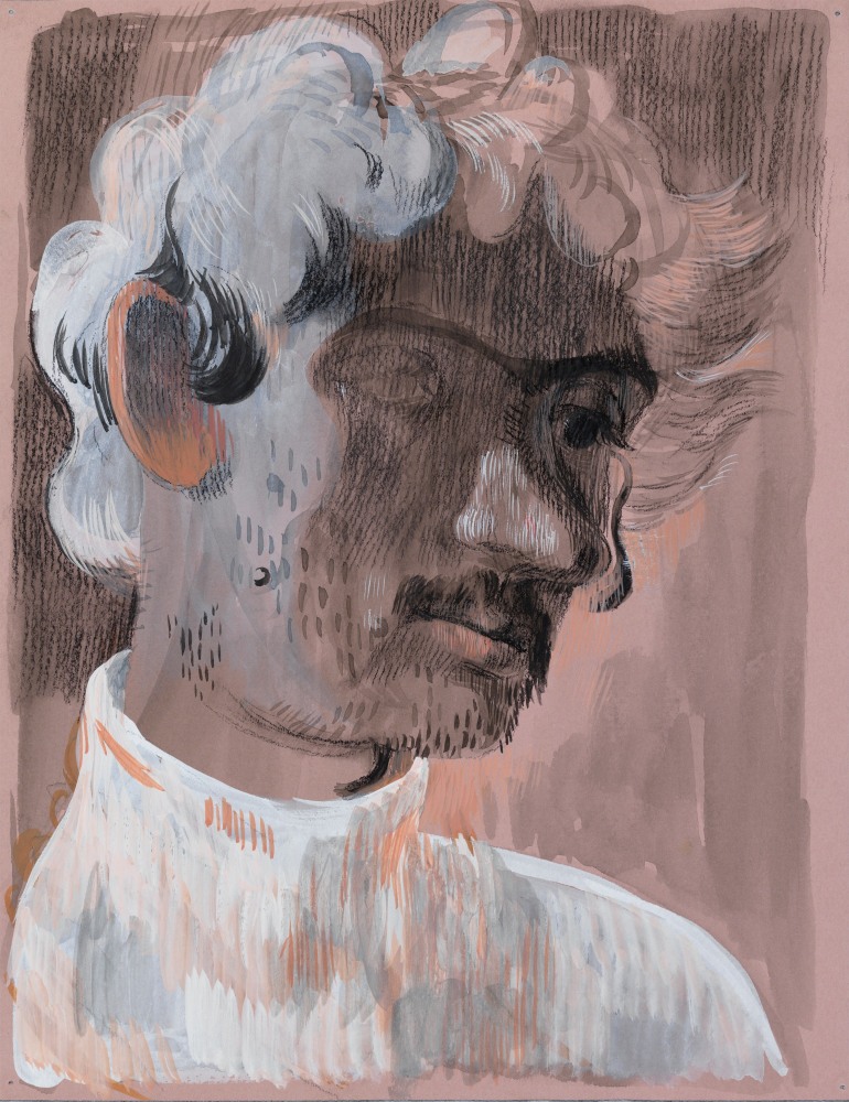 Salman Toor
Ash Blonde, 2024
Charcoal, ink, and gouache on paper
11 x 8 1/2 inches
(27.9 x 21.6 cm)
Framed: 16 1/2 x 14 inches
(41.8 x 35.4 cm)