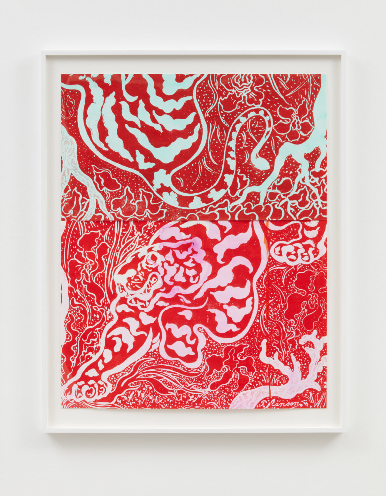 Sarah Crowner
Split Tiger (after PR), 2019
Paint and silkscreen on paper
39 x 30 inches
(99.1 x 76.2 cm)