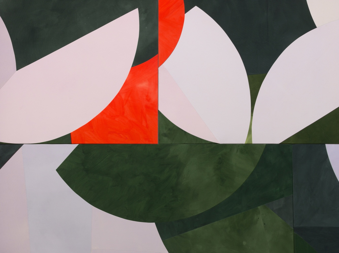 Sarah Crowner
Sliced Tropics, 2018 (detail)
Acrylic on canvas, sewn
194 x 268 inches
(492.8 x 680.7 cm)
&amp;copy; Sarah Crowner; Courtesy of the artist and Luhring Augustine, New York. Photo: Genevieve Hanson
