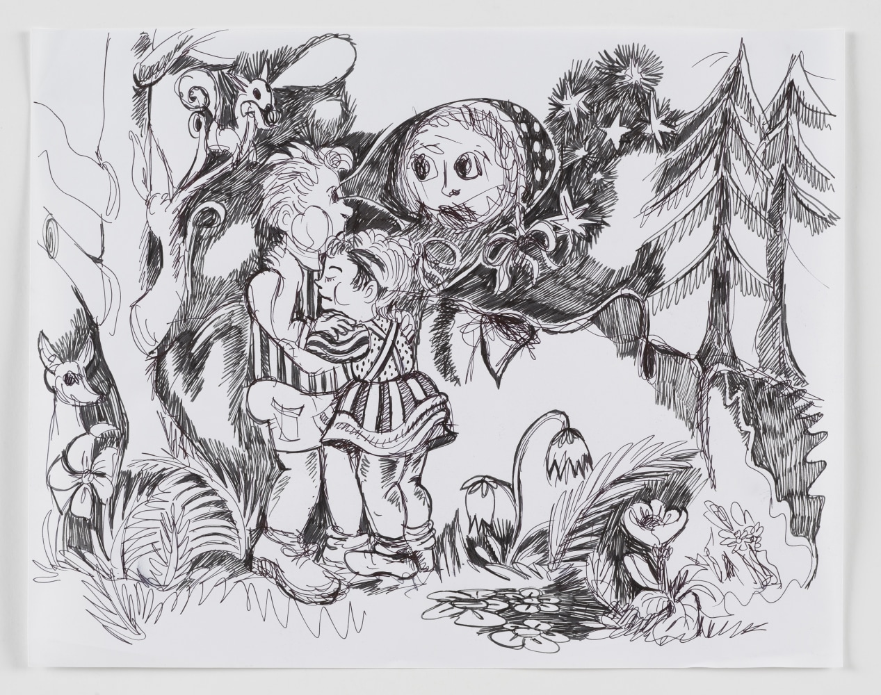 Christina Forrer
Alone (in the night in the forest), 2022
Pen on paper
14 x 17 inches
(35.6 x 43.2 cm)
