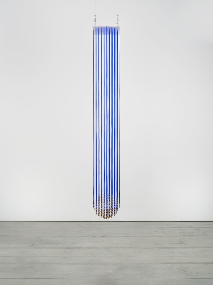 Eva LeWitt
Untitled (15), 2022
Silicone and metal beads
116 x 16 x 16 inches
(294.6 x 40.6 x 40.6 cm)
Image courtesy of VI, VII, Oslo