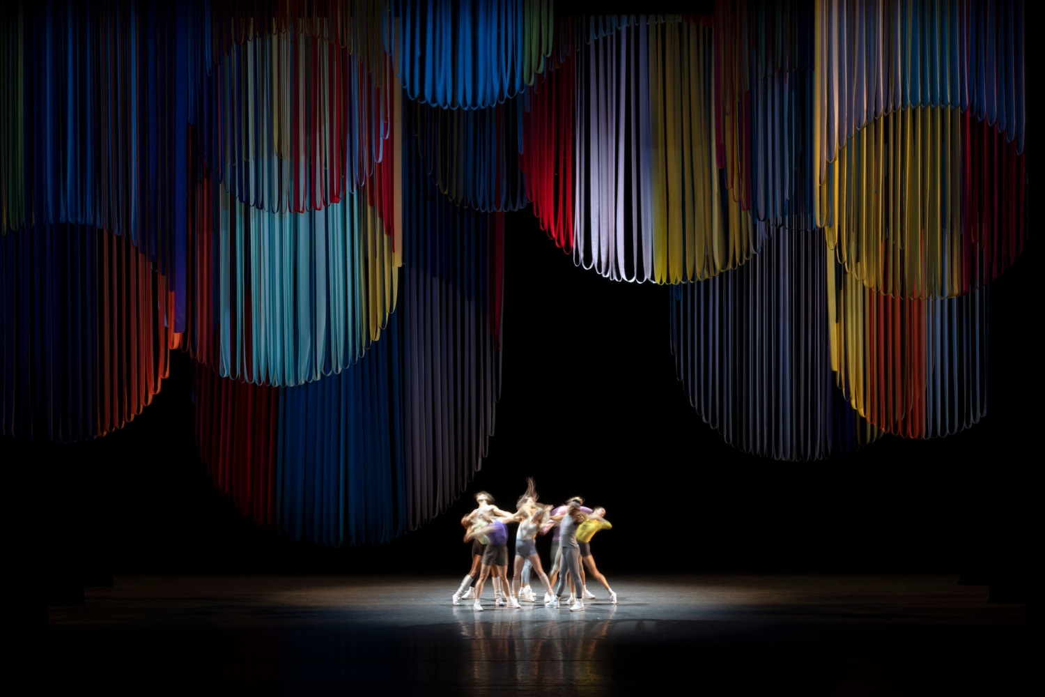 Eva LeWitt set design for Justin Peck&amp;rsquo;s choreography,&amp;nbsp;Partita,&amp;nbsp;
set to Caroline Shaw&amp;rsquo;s a cappella&amp;nbsp;Partita for 8 Voices,&amp;nbsp;
at the New York City Ballet (2022). Photo by Erin Baiano