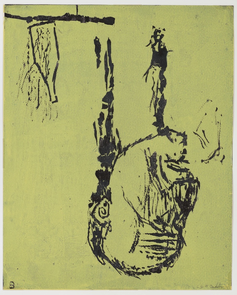 Georg Baselitz
Kopf (Head), 1982
trial proof, 1st state: 6. III 82
Cat. Rais. 399
Woodcut on paper
39 3/8 x 31 1/2 inches
(100 x 80 cm)