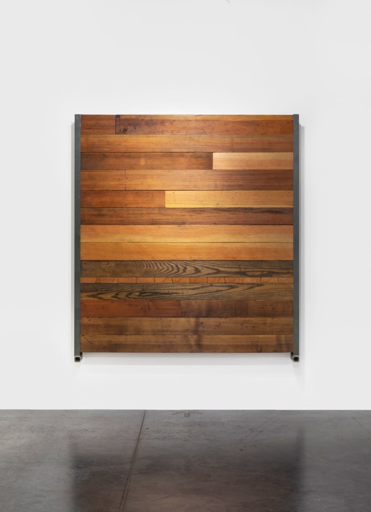 Oscar Tuazon
Sunset Studio, 2019
Douglas fir, oak, red cedar, powder-coated steel, galvanized steel screws
75 x 82 x 6 inches
(190.5 x 208.3 x 15.2 cm)