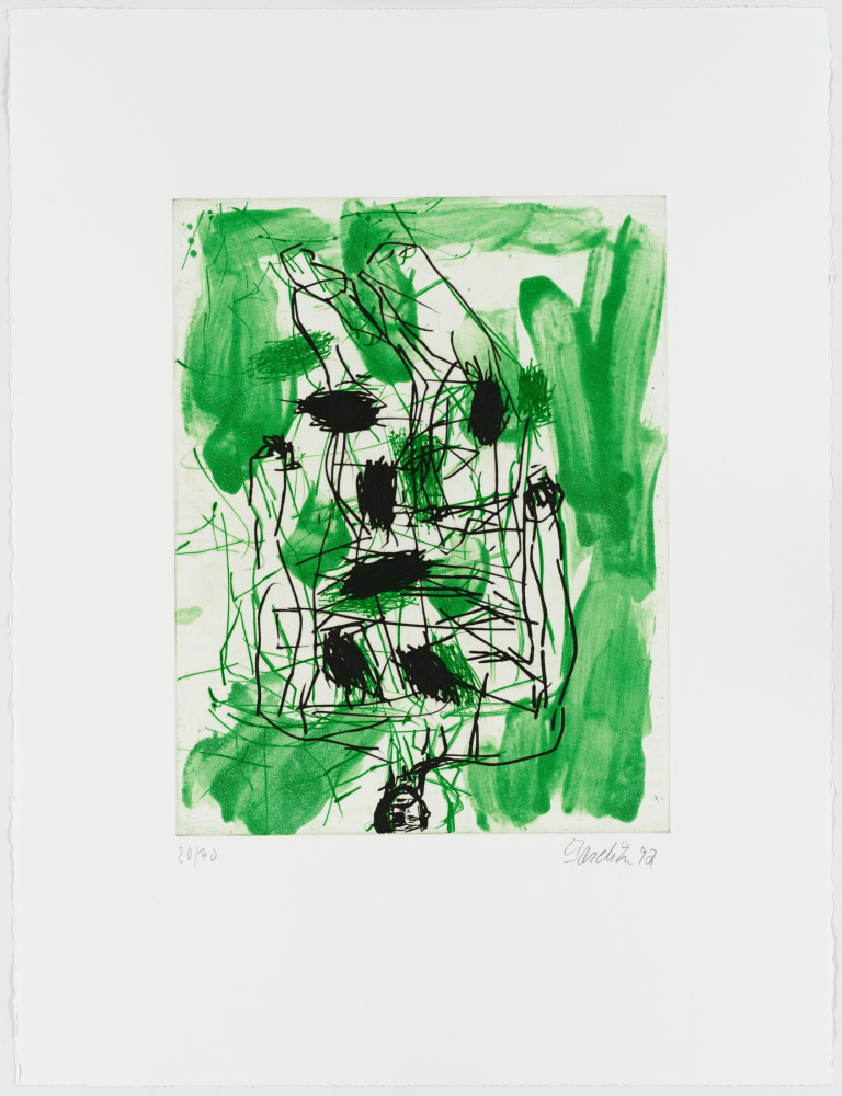 Georg Baselitz
Elch kaum (Moose hardly), 1992
20/30
Baselitz 92
Color etching on paper
29 3/4 x 22 5/8 inches
(75.6 x 57.5 cm)