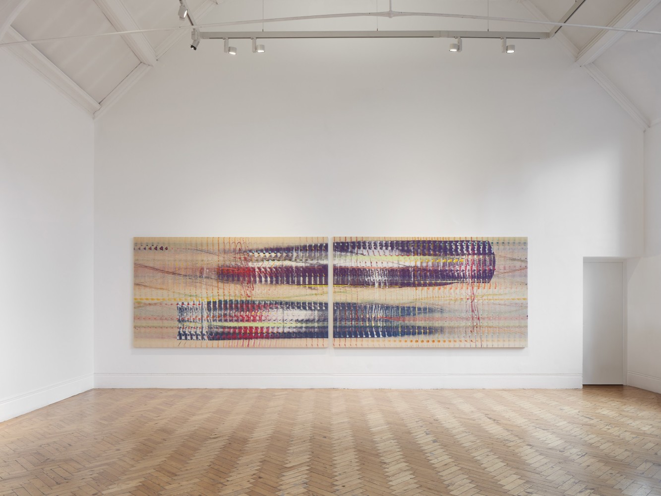 Emily Kraus
Stochastic 12 (Diptych), 2023
Oil on canvas
66 7/8 x 236 1/4 inches
(170 x 600 cm)
Installation view Bloomberg New Contemporaries at Camden Arts Centre, London.
Courtesy of New Contemporaries.&amp;nbsp;Photo: Ollie Hammick