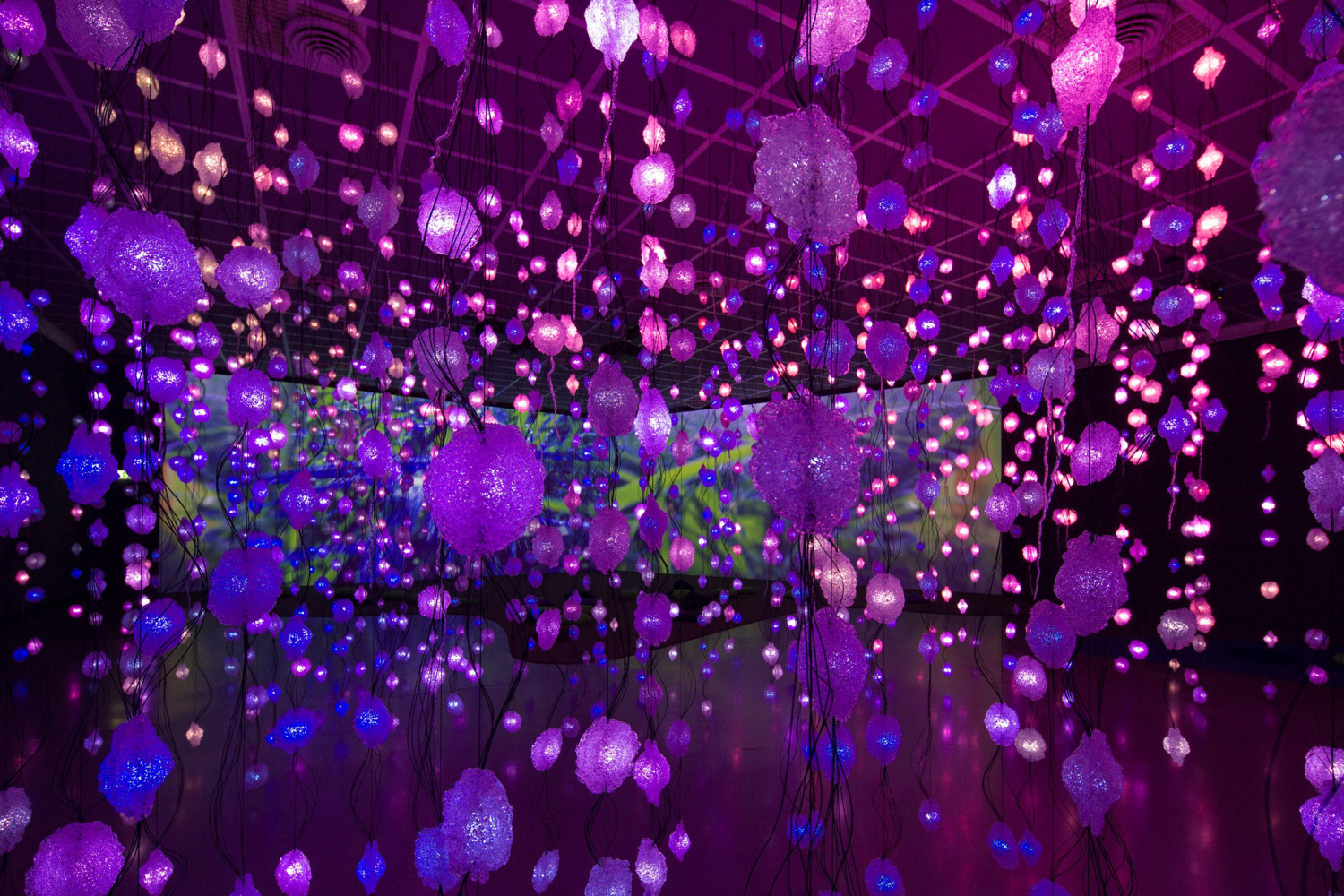 Pipilotti Rist
Pixelwald (Pixel Forest), 2016
Hanging LED light installation and media player
Duration: 35 minutes
Dimensions variable
Installation view, Kunsthaus Z&amp;uuml;rich, 2016