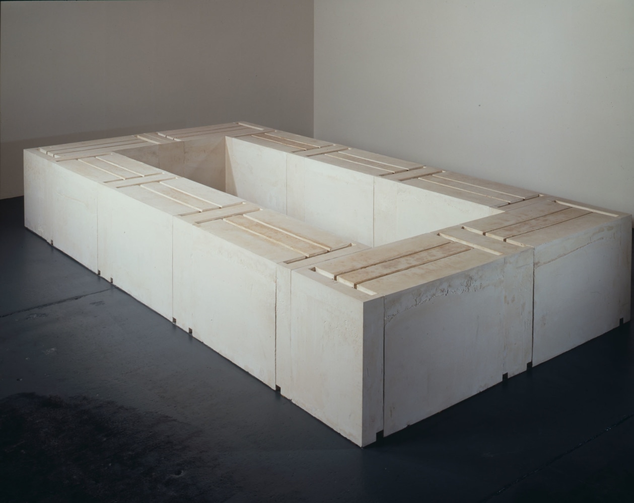 Rachel Whiteread
Untitled (Ten Tables), 1996
Plaster
28 1/2 x 94 1/4 x 188 1/4 inches
(72.4 x 239.4 x 478.2 cm)