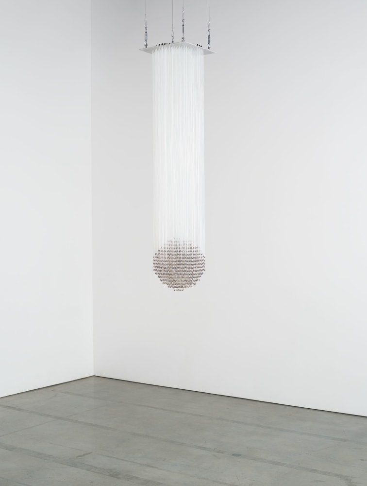 Eva LeWitt
Untitled (1), 2021
Silicone and metal beads
74 x 16 x 16 inches
(188 x 40.6 x 40.6 cm)
Image courtesy of VI, VII, Oslo