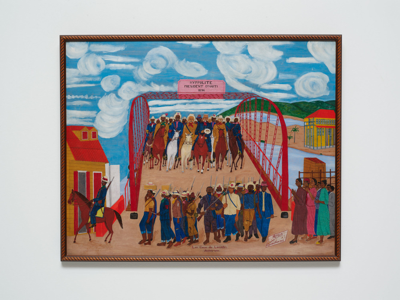 Philom&amp;eacute; Obin
Cacos Crossing Hyppolite Bridge, 1954
Oil on board
25 x 31 inches
(63.5 x 78.7 cm)