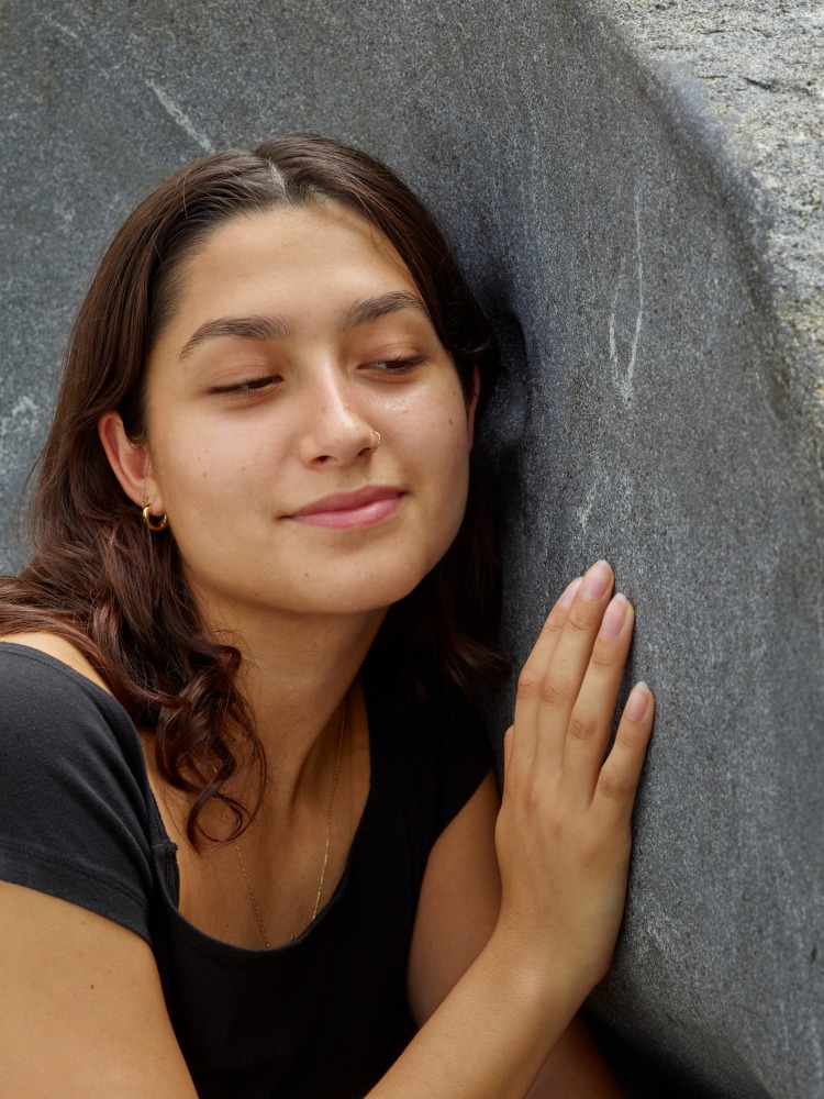 Janine Antoni
Whispering Through a Stone, 2025 (detail)
18,210 pound carved granite boulder&amp;nbsp;
98 3/16 x 69 x 57 3/4 inches
Commissioned by the City of Coral Gables, FL
Photo: Daniel Portnoy