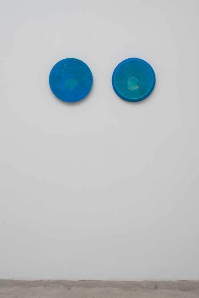 Roger Hiorns
Untitled (Perfect Lovers), 2012
Copper sulfate on found clocks
1 3/4&amp;nbsp;x 35 inches
(4.4 x 88.9 cm)