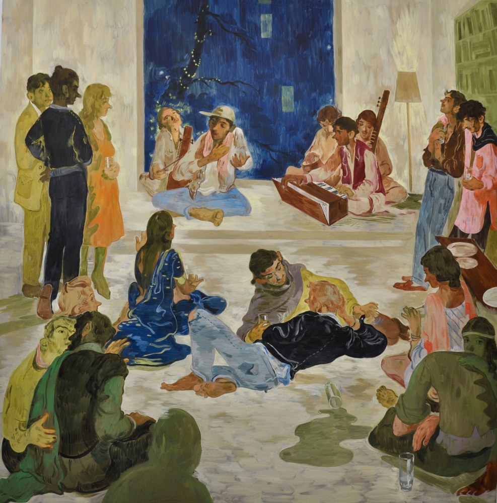 Salman Toor
Mehfil/Party, 2019
Oil on canvas
67 x 65 inches
(170.2 x 165 cm)