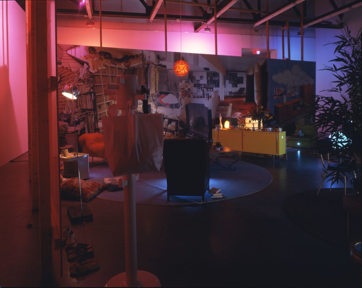 Pipilotti Rist
Himalaya&amp;#39;s Sister&amp;#39;s Living Room, New York, 2000
7 projectors, 7 players in and around furniture and various objects, mounted wallpaper on wood, audio system
Dimensions variable
Installation view
April 8 &amp;ndash; May 27, 2000
Luhring Augustine, New York