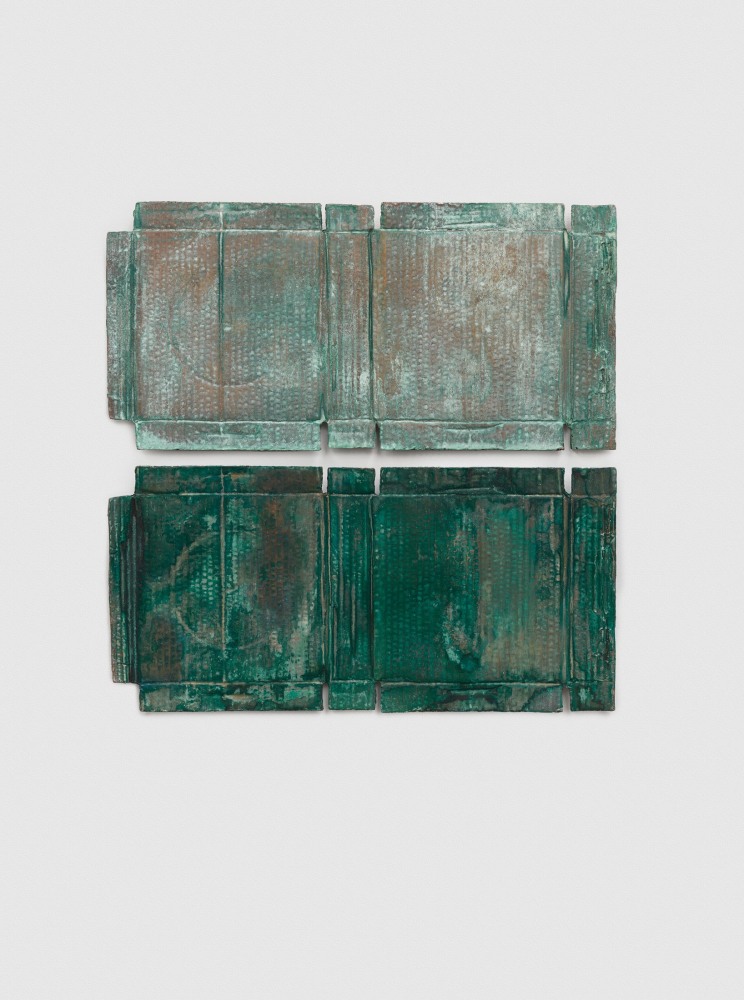 Rachel Whiteread
Untitled (Green), 2020 - 2022
Copper and patina (2 Parts)
19 3/4 x 19 3/4 x 1 inches
(50 x 50 x 2.5 cm)