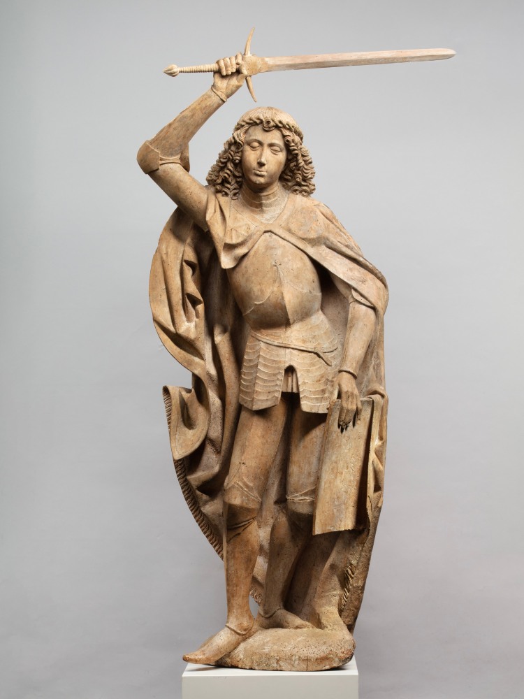 Saint George, c. 1480-1500
Tyrol or Upper Bavaria
Limewood
58 1/2 x 22 7/8 x 12 3/4 inches (excluding modern sword)
(148.5 x 58 x 32.5 cm)