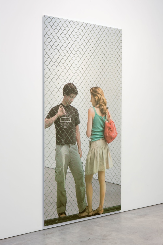 Michelangelo Pistoletto
Attraverso la rete, lui e lei (Through the fence, him and her), 2008
Silkscreen print on mirror-polished stainless steel
98 3/8 x 49 1/4 inches
(250&amp;nbsp;x 125&amp;nbsp;cm)