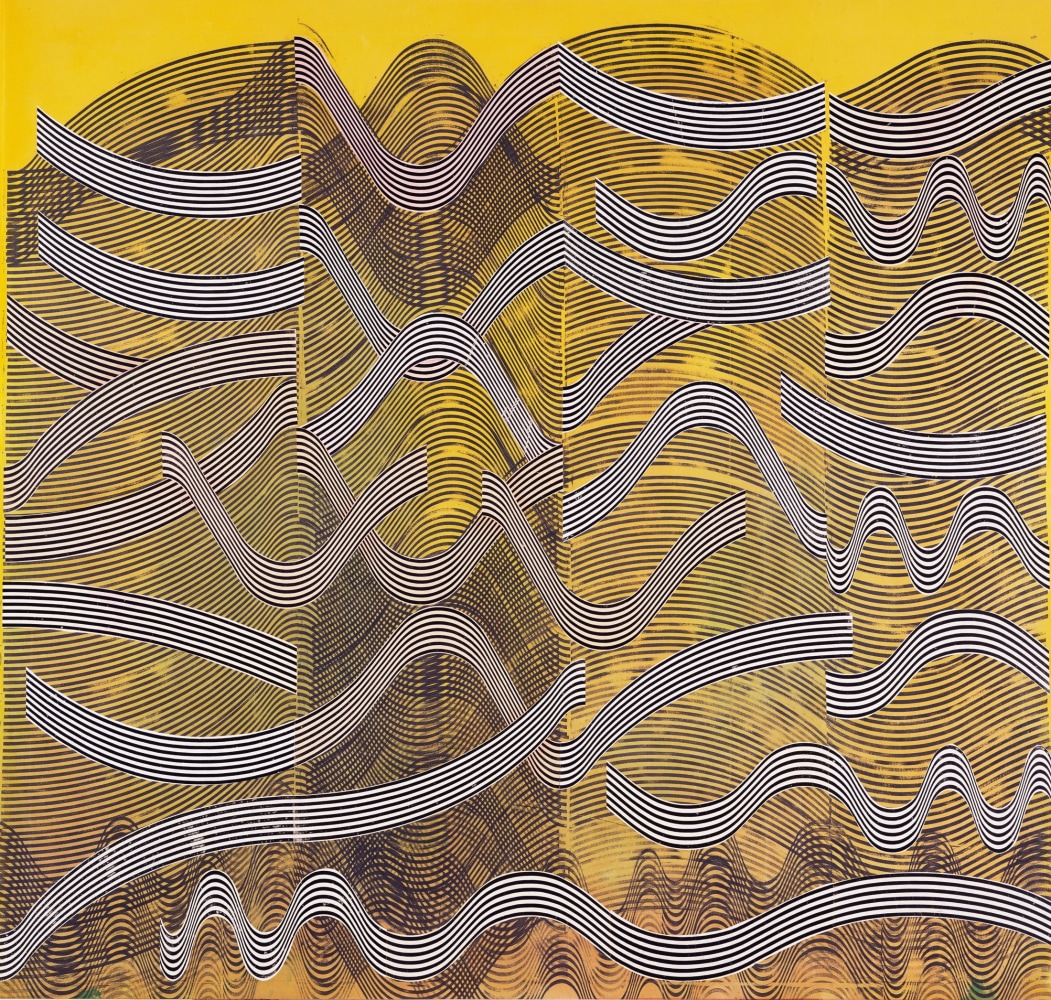 Philip Taaffe
Inner City, 1993
Mixed media on linen
99 x 105 inches
(251.5 x 266.7 cm)