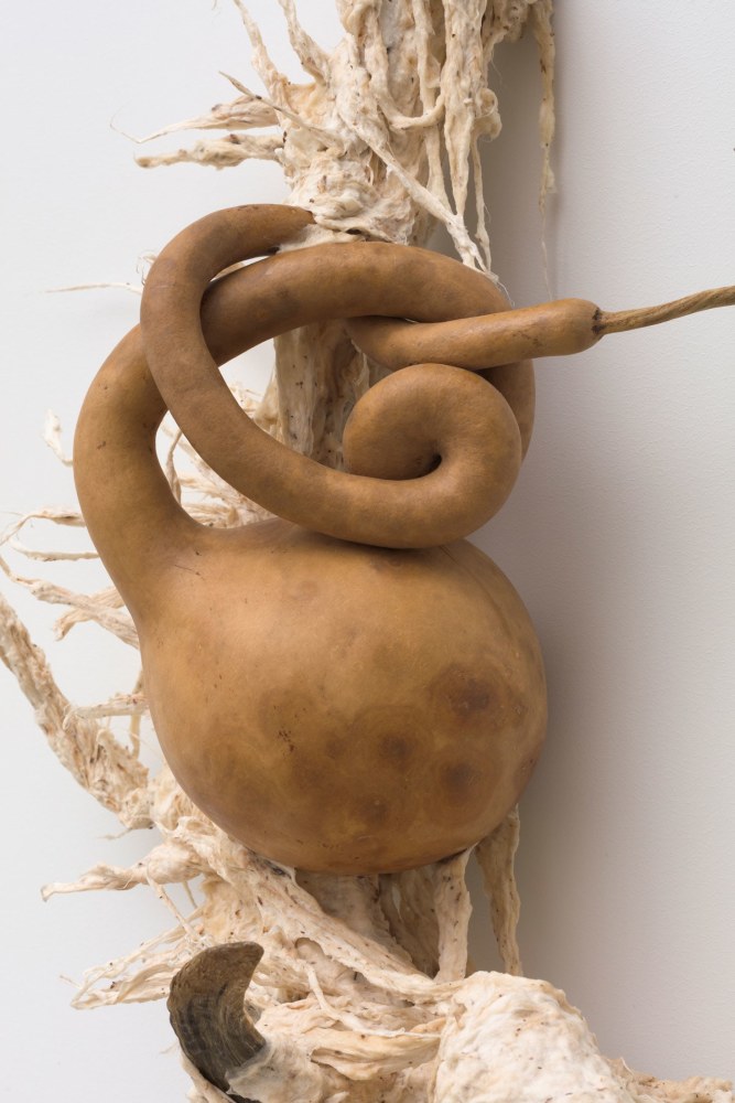 Guadalupe Maravilla
Ancestral Stomach 1, 2021
Dried gourd with mixed media
28 x 16 x 6 inches
(71.1 x 40.6 x 15.2 cm)
&amp;copy; Guadalupe Maravilla; Courtesy of the artist, P&amp;middot;P&amp;middot;O&amp;middot;W, New York, and Luhring Augustine, New York.