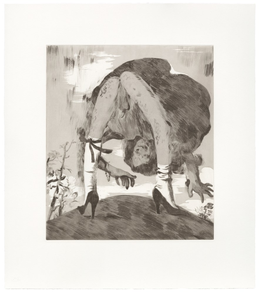 Salman Toor
Hilltop Gurl, 2025
Intaglio on Arches En Tout Cas paper
20 1/2 x 18 1/8 inches (52.1 x 46 cm)
Framed: 23 3/8 x 18 inches (59.4 x 45.7 cm)
Limited Edition