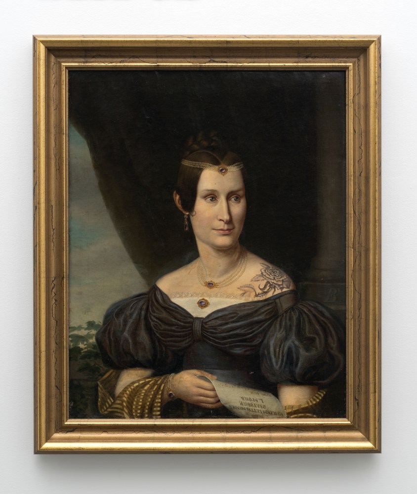 Hans-Peter Feldmann

Portrait of a woman with tattoo

Oil on linen, framed

34 x 28 1/4 inches (86.4 x 71.8 cm)

HPF 437

&amp;nbsp;
INQUIRE