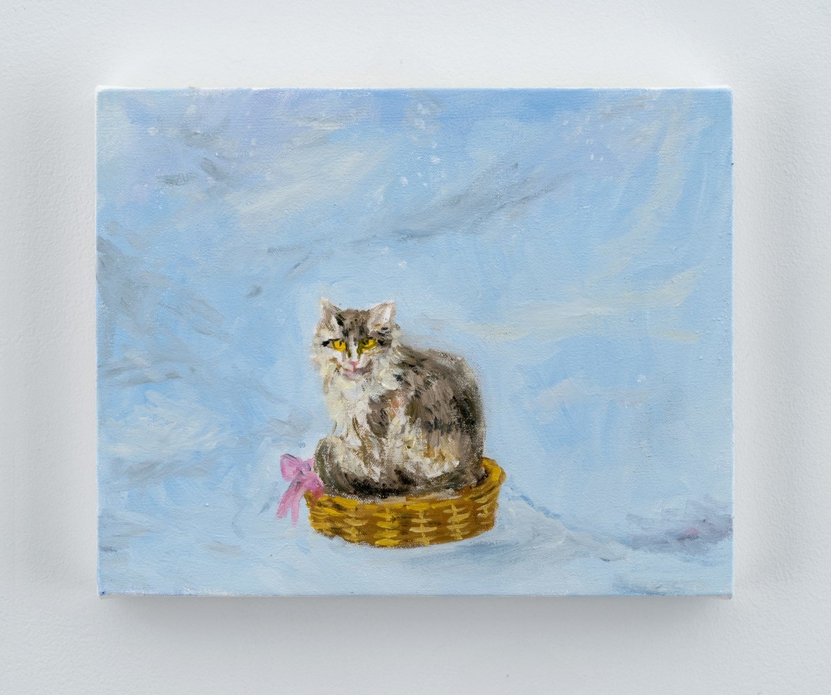 Karen Kilimnik

the cat sitting in its favorite basket out in the blizzard, the Himalaya

2020

Water soluble oil color on canvas

8 x 10 inches (20.3 x 25.4 cm)

Signed, titled, dated verso

KK 4533