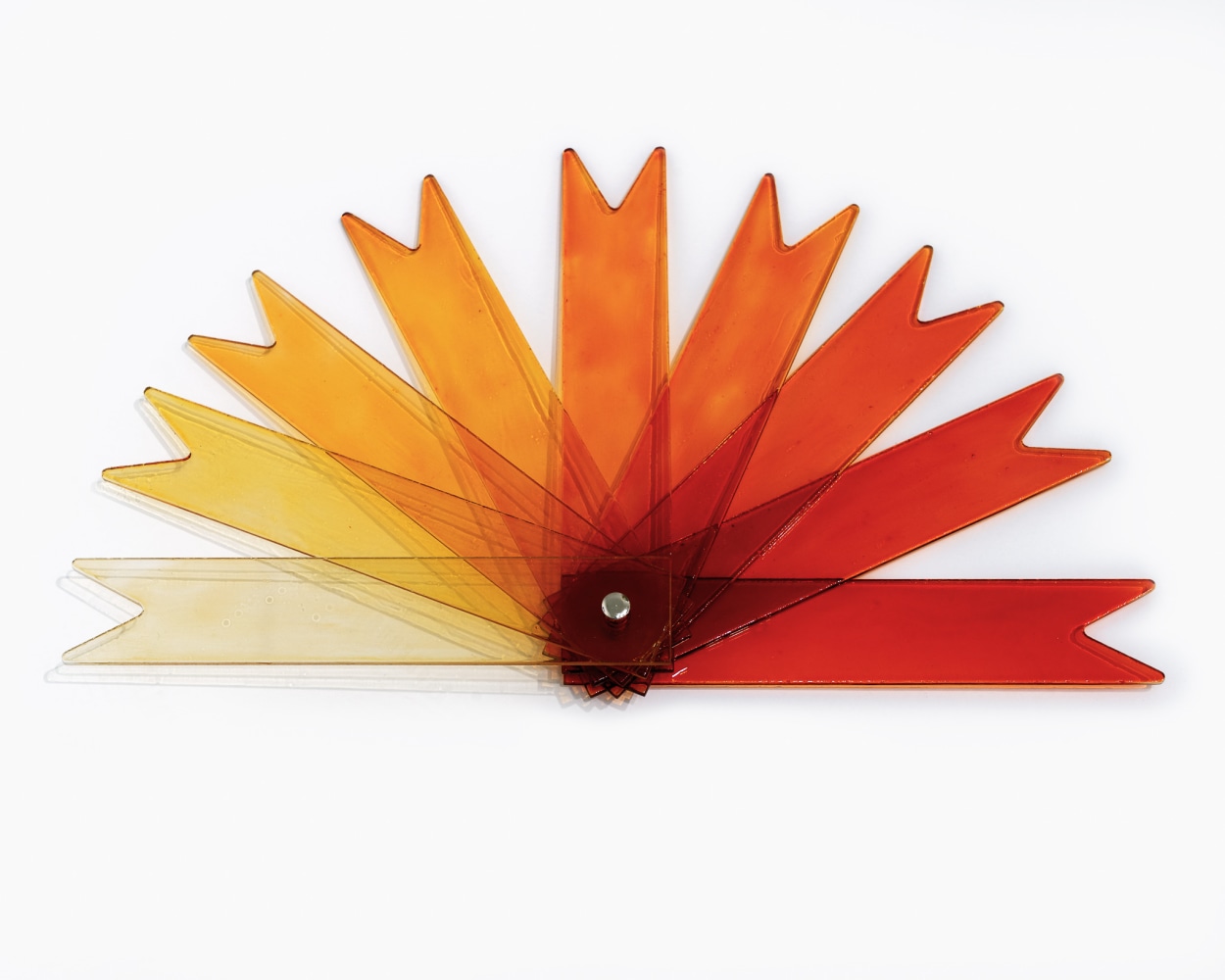 Marina Pinsky

Plein Air (Persulfate Comparator Fan)

2021

Waterjet-cut glass, glass paint, steel attachment

1 3/8 x 15 3/8 x 8 5/8 inches (3.5 x 39 x 22 cm)

MPI 256





