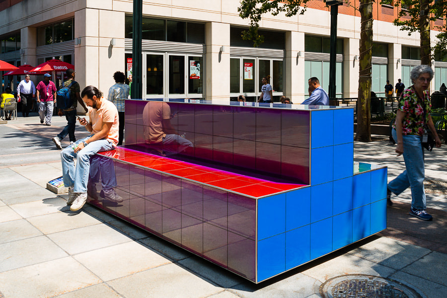 Sam Falls

Untitled (Thermochromic Bench)

2014

Liquid crystal &amp;quot;Touch Sensitive&amp;quot; glass tiles, steel

48 x 120 x 72 inches (121.9 x 304.8 x 182.9 cm)

Installation view:&amp;nbsp;Light Over Time, Public Art Fund, New York, 2014

&amp;nbsp;

INQUIRE