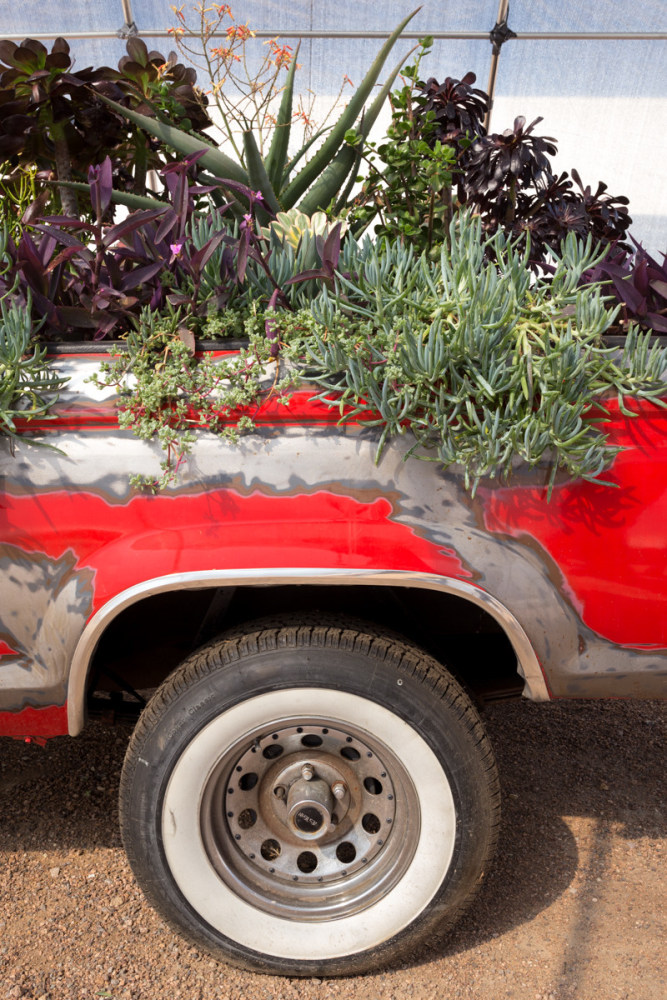 Sam Falls,&amp;nbsp;Untitled (Life in California), 2014

1984 Ford Ranger, soil, succelents,&amp;nbsp;66 x 63 x 191 inches.

Courtesy of the artist and Ballroom Marfa. Photo: Fredrik Nilsen.

&amp;nbsp;

INQUIRE