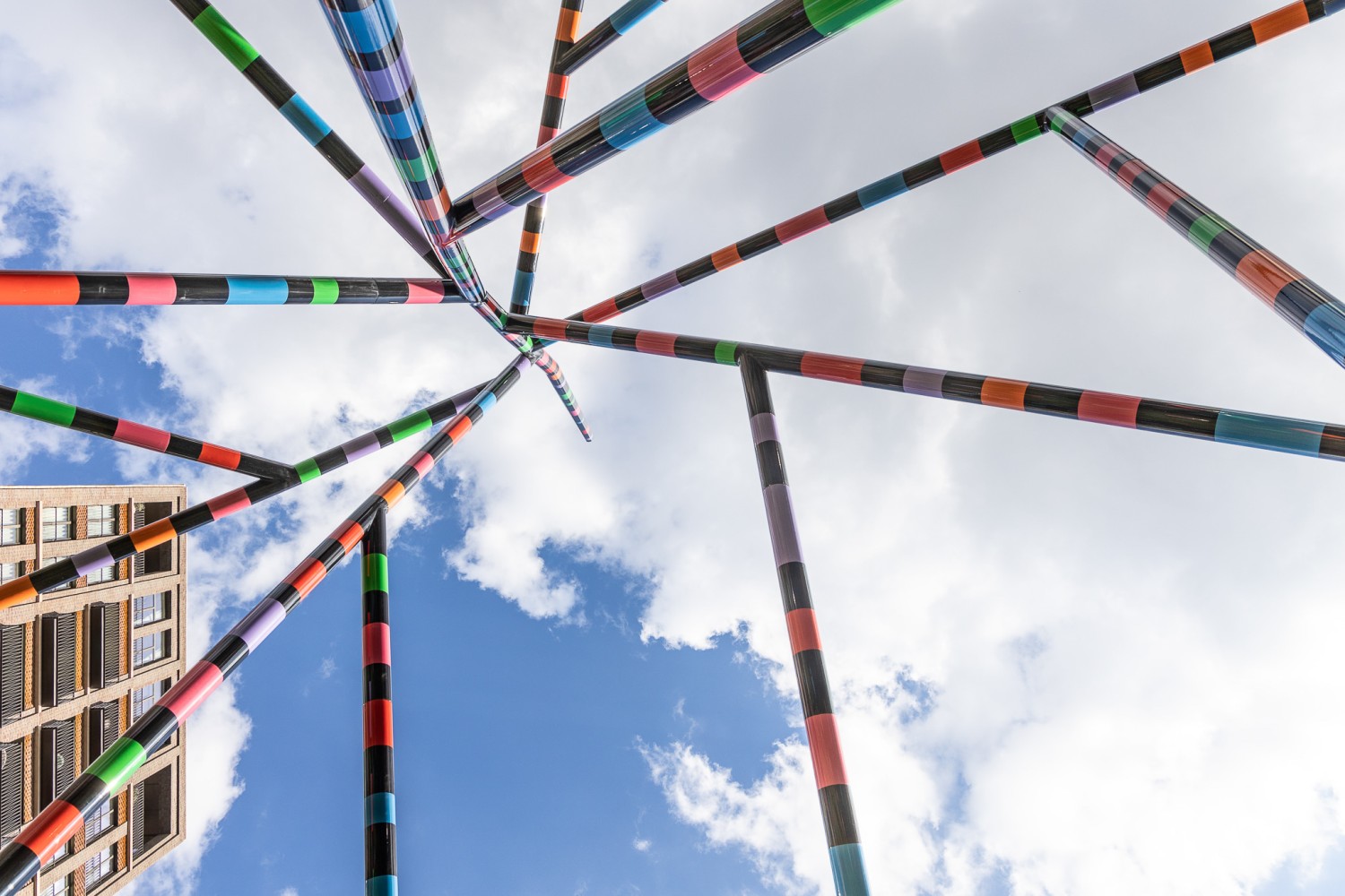 Eva Rothschild

My World and Your World

2020

painted steel, zinc and polyester

52 ft 5 inches x 39 ft 2 inches x 38 ft 9 inches (1597.6 x 1193.4 x 1180.6 cm)

ER 253

Commissioned by The King&amp;rsquo;s Cross Project. Located at Lewis Cubitt Park in King&amp;rsquo;s Cross, London.&amp;nbsp;

Photo: John Sturrock

&amp;nbsp;