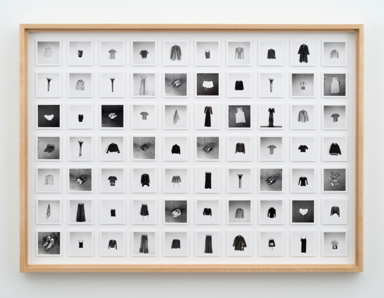 Hans-Peter Feldmann

All the clothes of a woman

70 black and white photographs

3 x 3 inches (7.6 x 7.6 cm) each

3 1/2 x 3 1/2 inches (8.9 x 8.9 cm) paper size, each

33 1/2 x 46 3/8 inches (85.1 x 117.8 cm) framed

HPF 523

&amp;nbsp;

INQUIRE