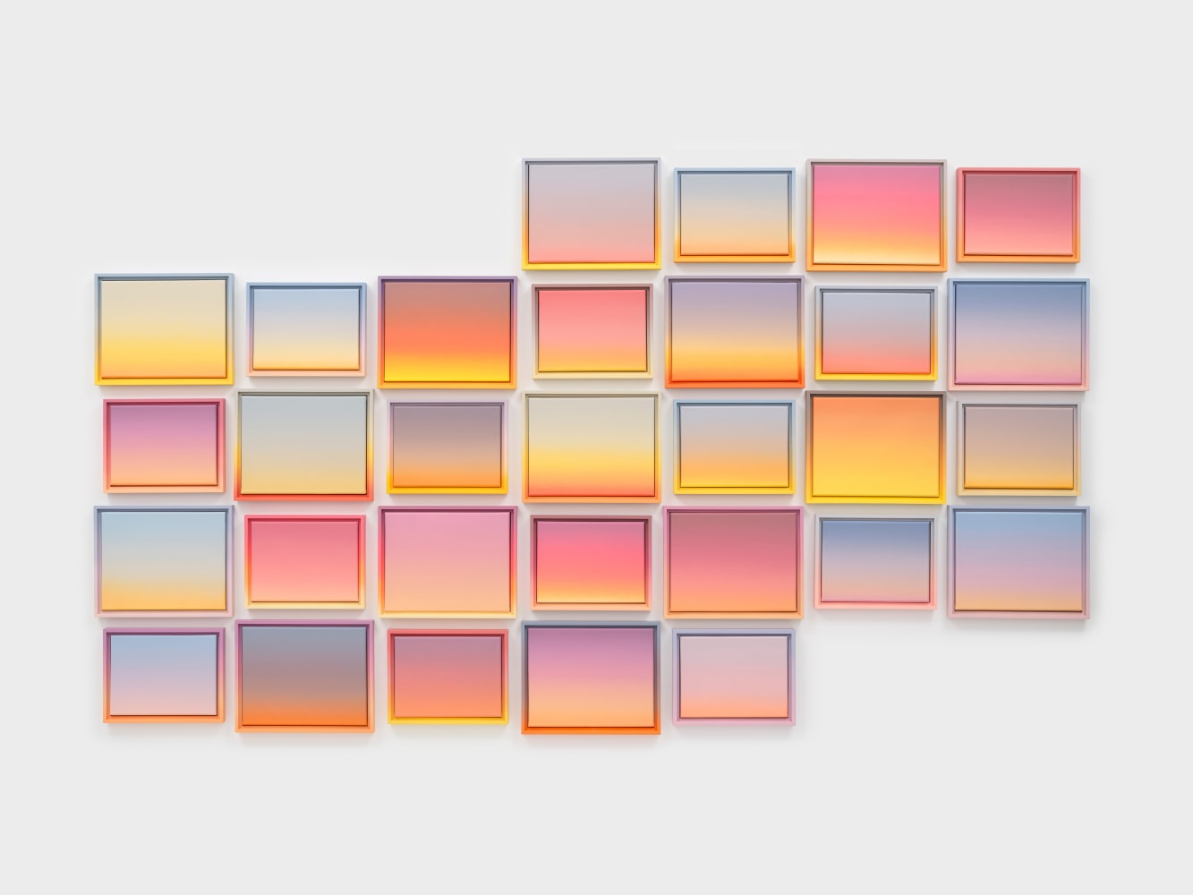 Rob Pruitt

A Month of Sunsets (November 2023)

2023

Acrylic on canvas in hand-painted artist frames

65 x 113 inches (165.1 x 287 cm) overall

RPR 333

$175,000