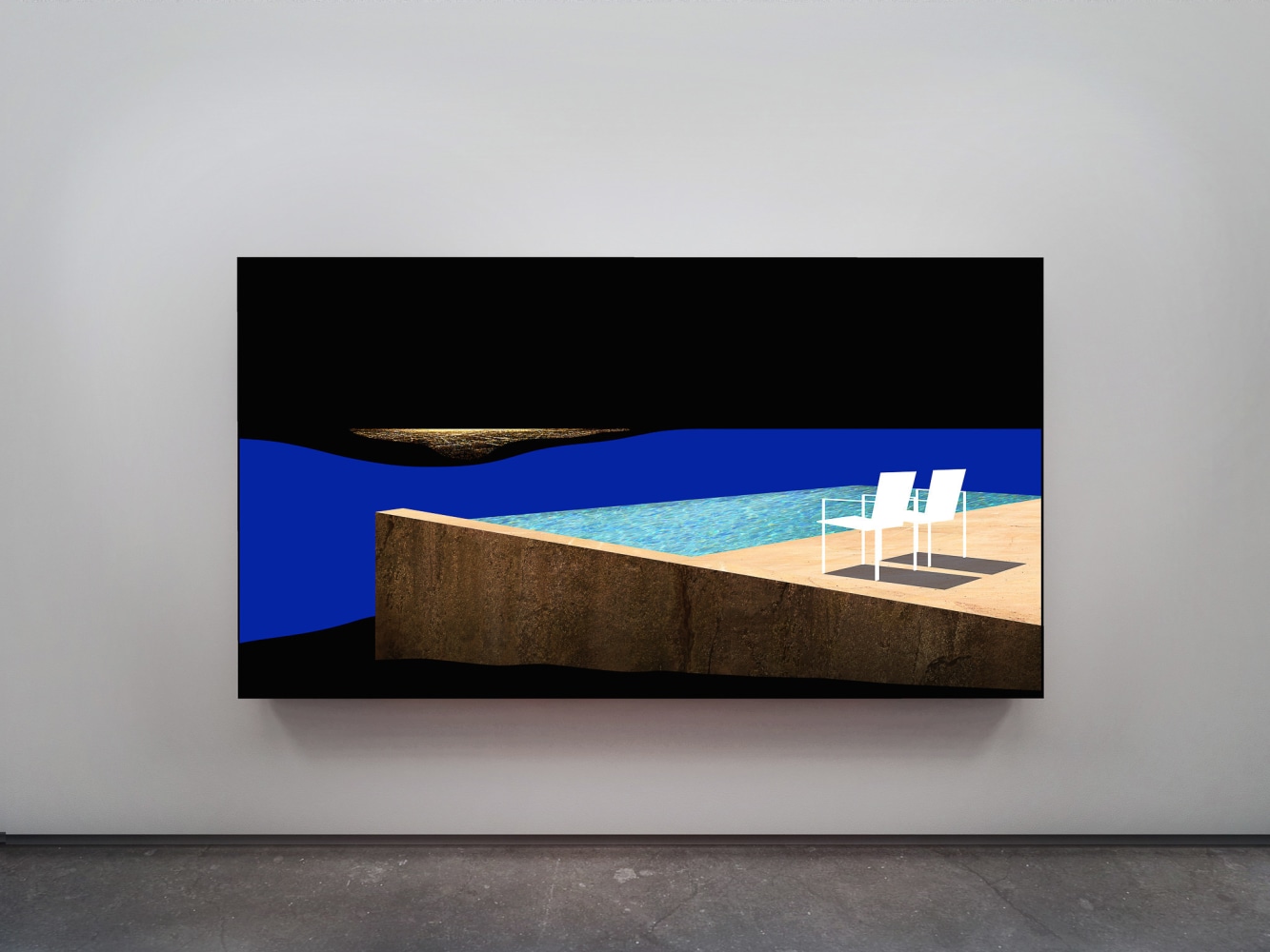 Doug Aitken

Shock and Awe (two chairs and pool)&amp;nbsp;

2019

Chromogenic transparency on acrylic in aluminum lightbox with LEDs

67 3/4 x 124 1/2 x 7 1/8 inches (172.1 x 316.2 x 18.1 cm)

Edition of 4, with 2 AP

DA 660

&amp;nbsp;

&amp;nbsp;

INQUIRE