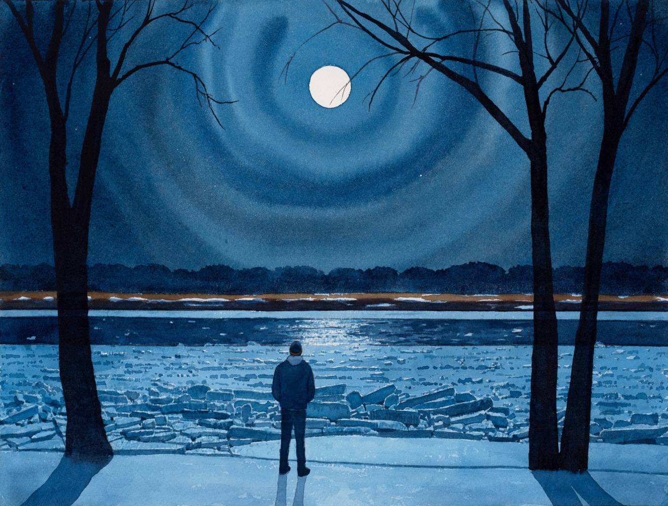 Tim Gardner

Man in Moonlight, Red River

2020

Watercolor on paper

12 1/8&amp;nbsp; x 16 1/8 inches (30.8 x 41 cm)

TG 591

INQUIRE