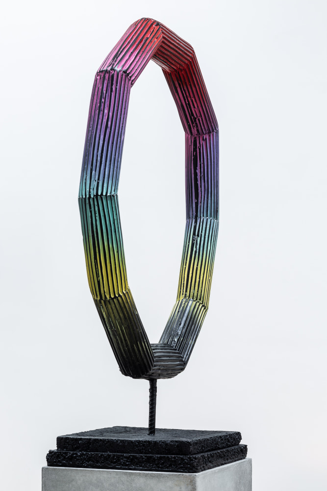 EVA ROTHSCHILD
Eye of the Rainbow (dark)
2021
Rebar, cast jesmonite, spray paint
Sculpture: 32 x 21 x 11 1/2 inches (81.3 x 53.3 x 29.2 cm)
Plinth: 47 x 12 x 11 3/4 inches (119.4 x 30.5 x 29.8 cm)
Overall: 79 x 21 x 11 3/4 inches (200.7 x 53.3 x 29.8 cm)
ER 267
SOLD